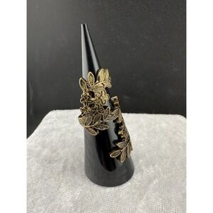 Wrap Around Ring Vine Leaf Gold Tone 6"